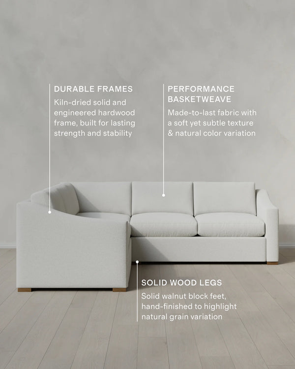 Hollis Slope Arm L Sectional in Performance Basketweave - 110x110 / Flax
