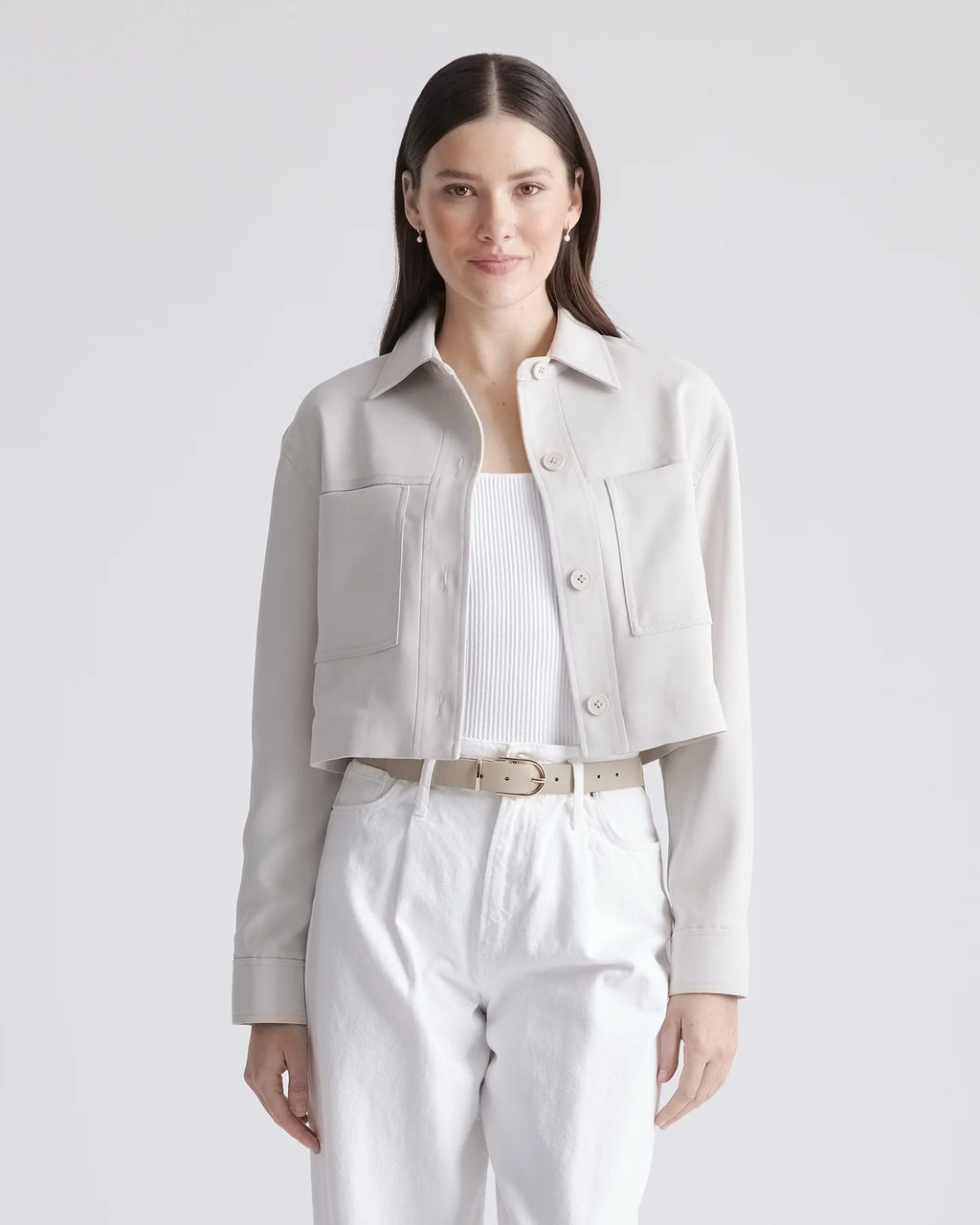 Stretch Crepe Cropped Jacket - XS / Morel