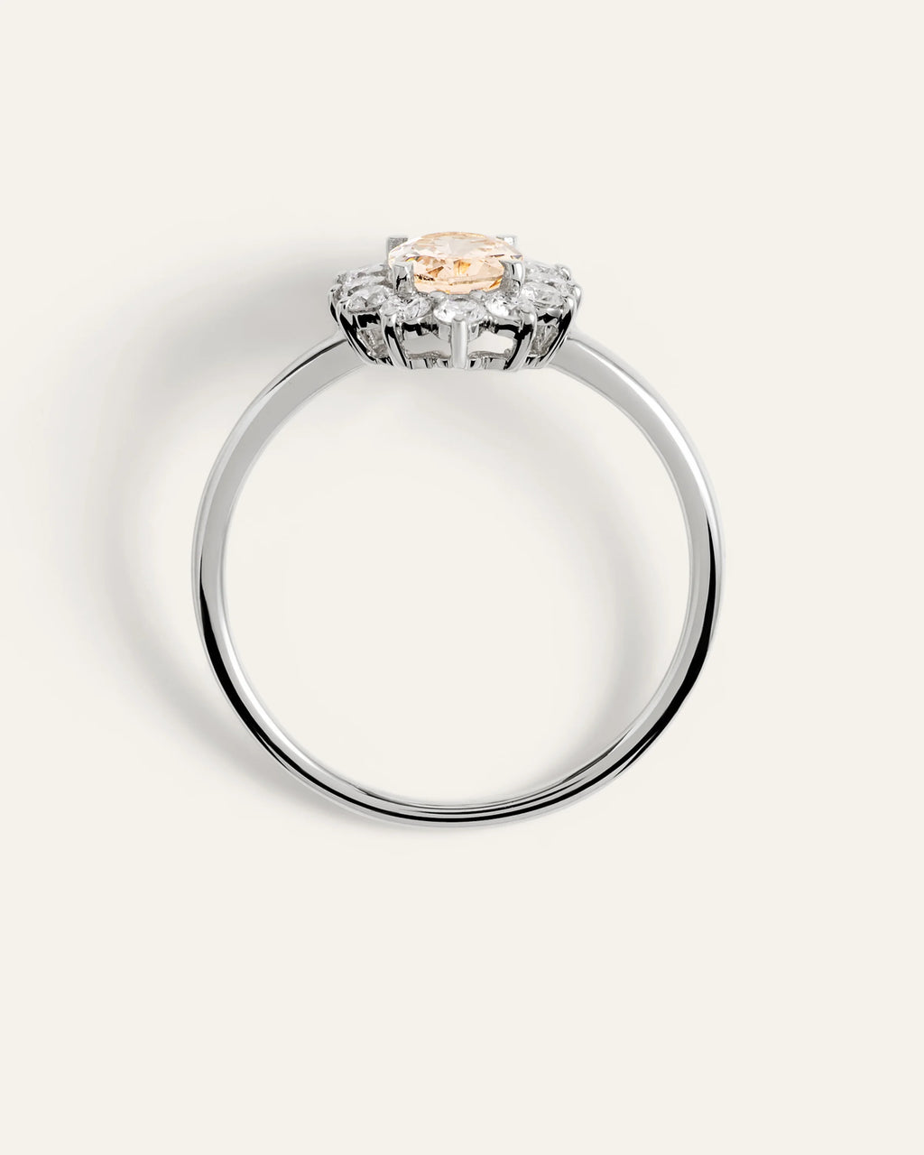 14K Gold Lab Grown Diamond and Morganite Halo Ring - 4 / White Gold