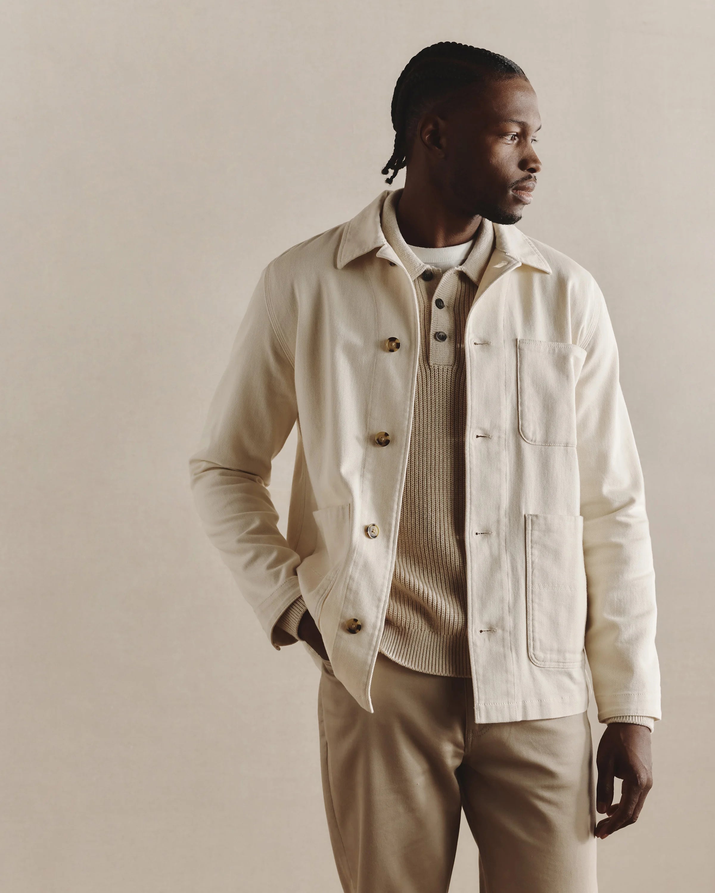 Organic Comfort Stretch Chore Jacket - XS / Vanilla Secondary image