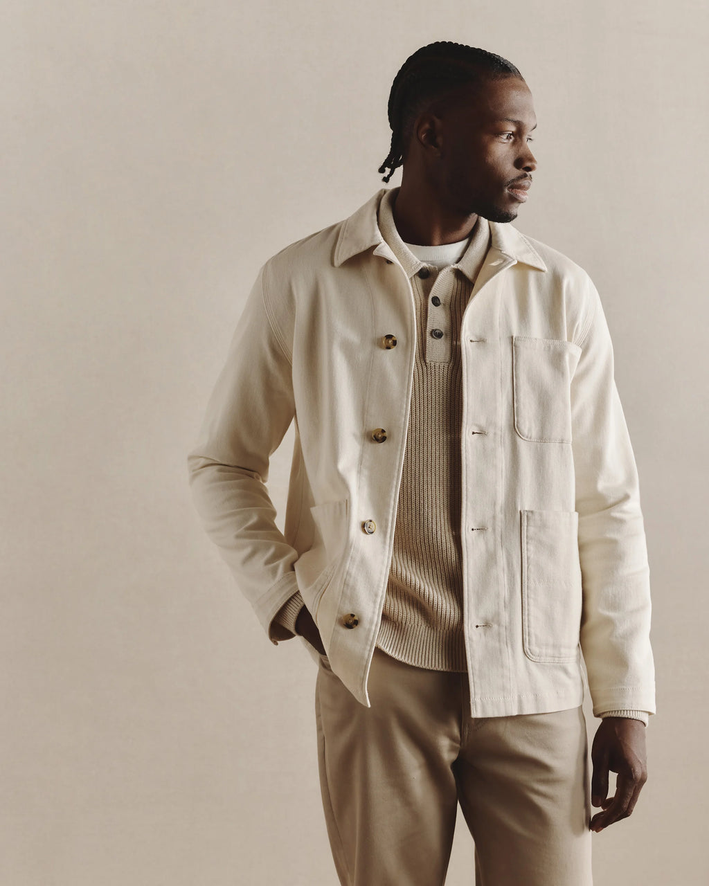Organic Comfort Stretch Chore Jacket - XS / Vanilla