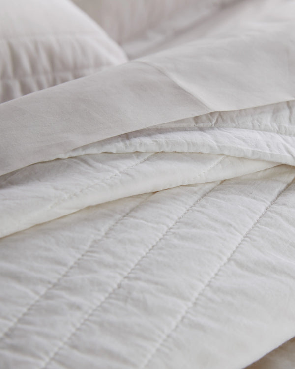 Organic Cotton Stripe Stitch Quilt - Twin / Light Blue