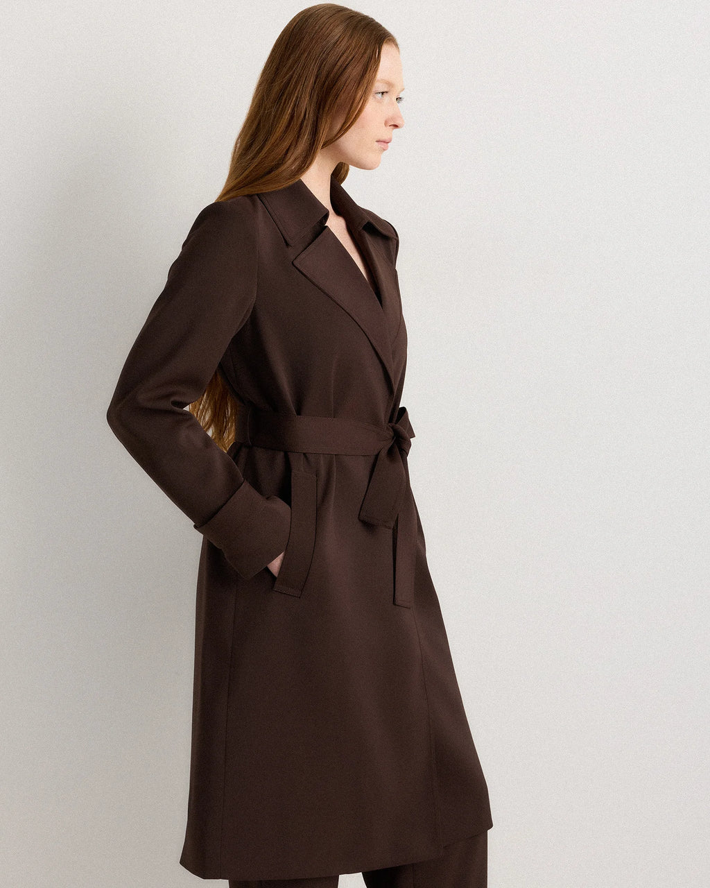 Stretch Crepe Trench Coat - XS / Olive