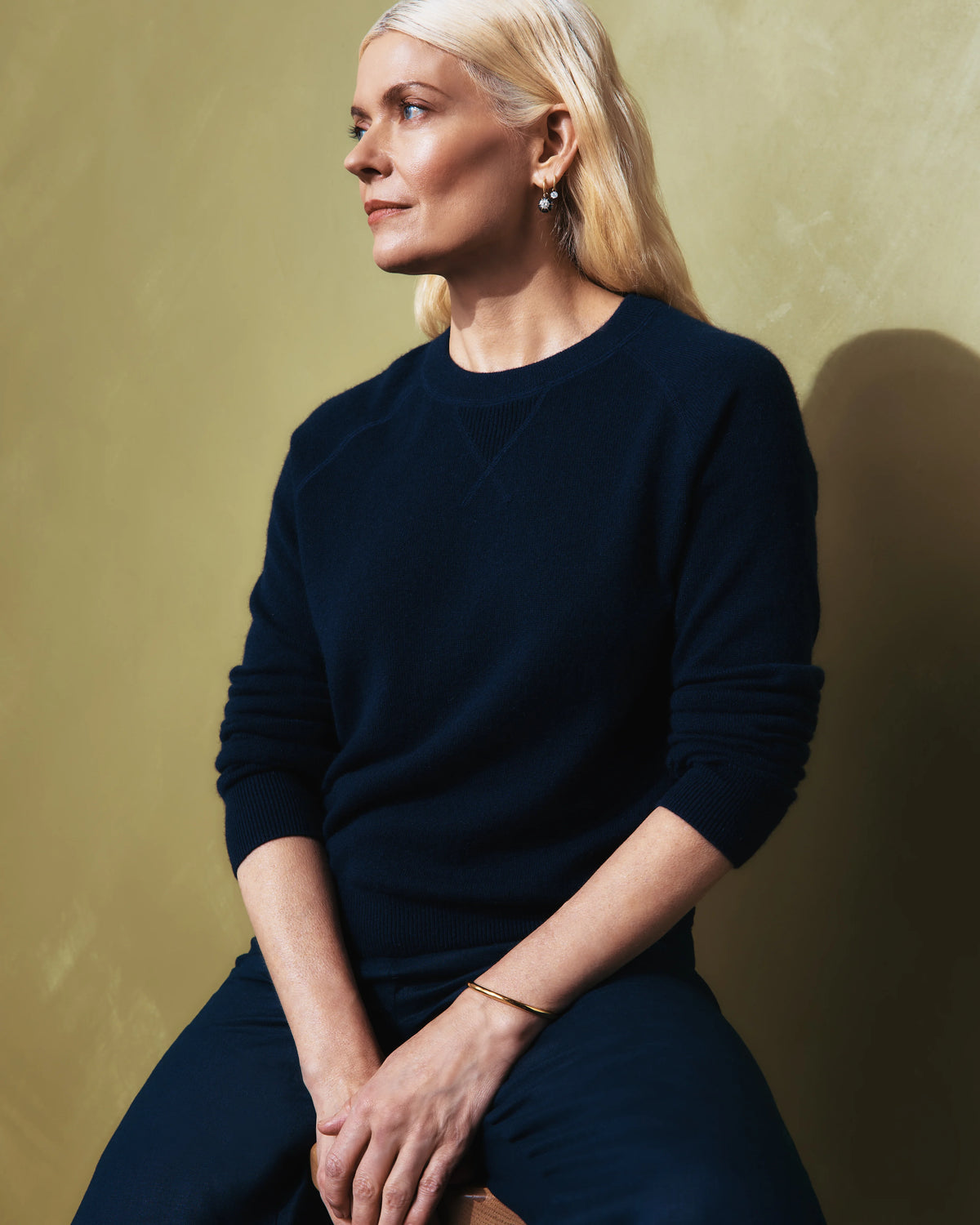 Mongolian Shrunken Cashmere Sweatshirt - XS / True Navy Main image