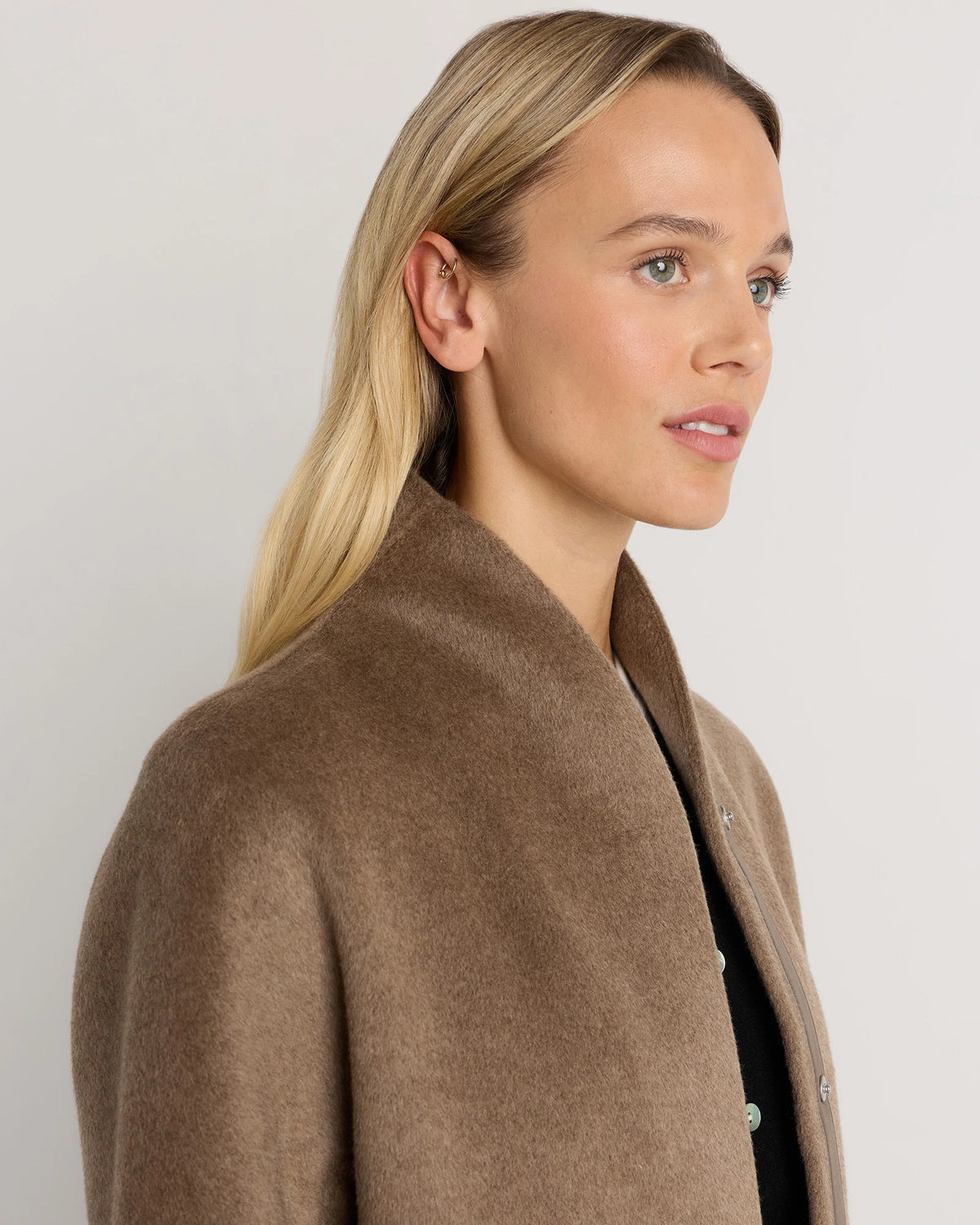 100% Mongolian Cashmere Double-Faced Cocoon Coat - XS / Black