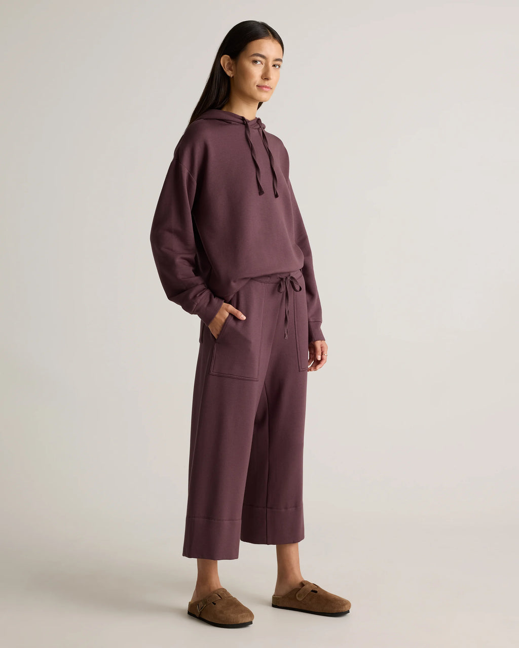 SuperSoft Fleece Cropped Wide Leg Pants - XS / Dried Fig