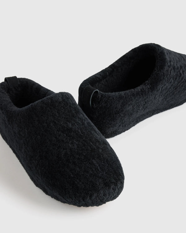 Men's Genuine Shearling Lounge Slipper - 7 / Black