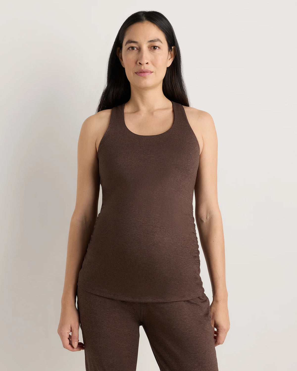 Ultra-Soft Maternity Built-In Bra Tank - XS / Heather Black