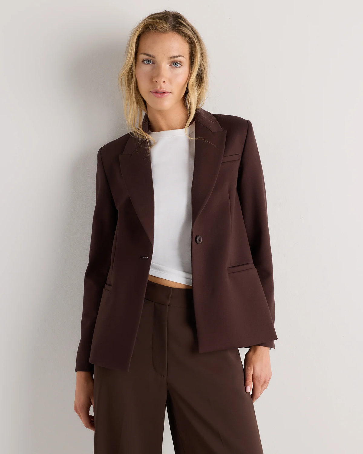 Ultra-Stretch Ponte Single-Breasted Blazer - XS / Espresso Main image