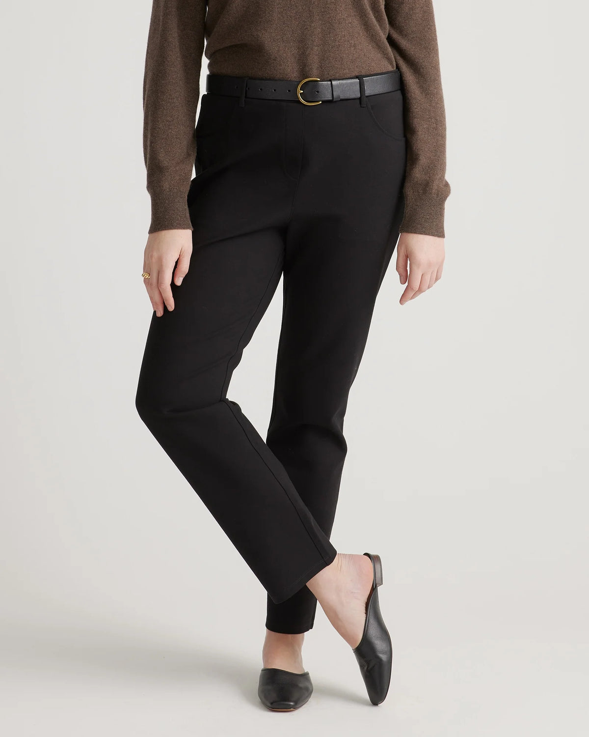 Ultra-Stretch Ponte Straight Leg 4-Pocket Pants - XS / Black Main image