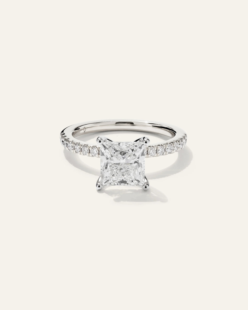 Lab Grown Diamond Princess Petite Pave Engagement Ring - 2.5ct - 4 / Yellow Gold
