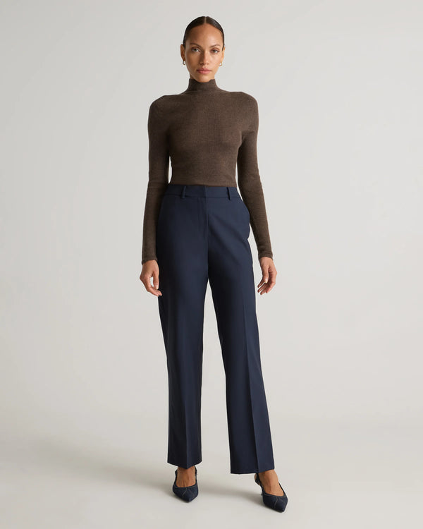 Italian Wool Straight Leg Pants - 0 / Black