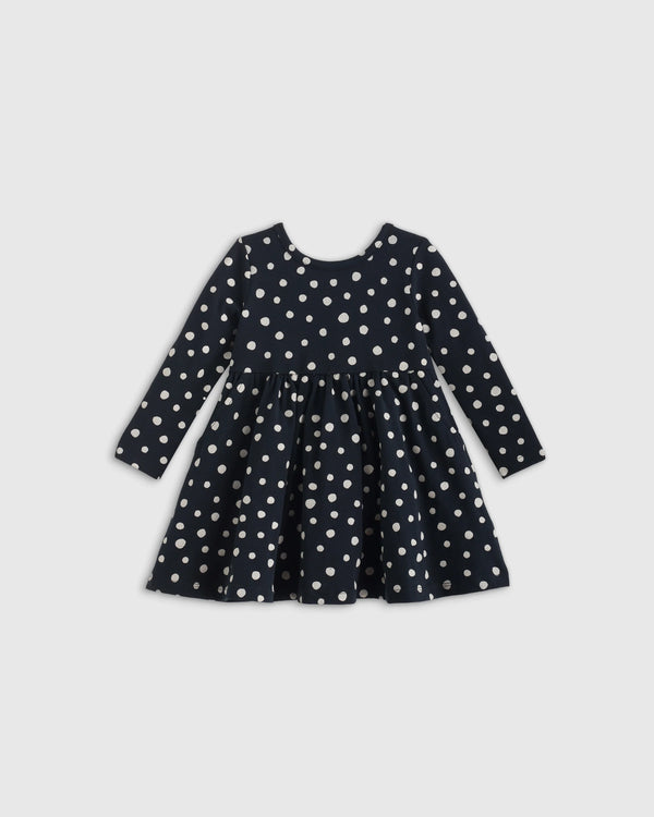 Organic Cotton Long Sleeve Skater Dress - 0-3M / Flower Buds