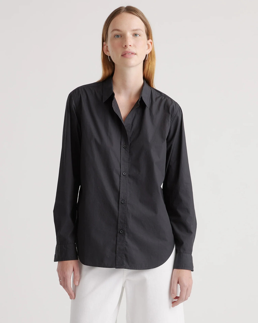 100% Organic Cotton Poplin Long Sleeve Shirt - XS / Delta Blue Double Stripe