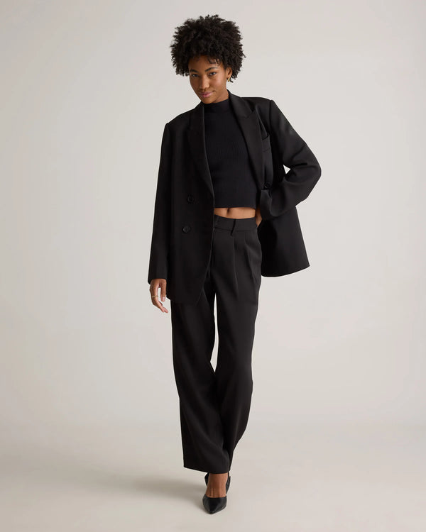 Stretch Crepe Relaxed Double-Breasted Blazer - XS / Sand