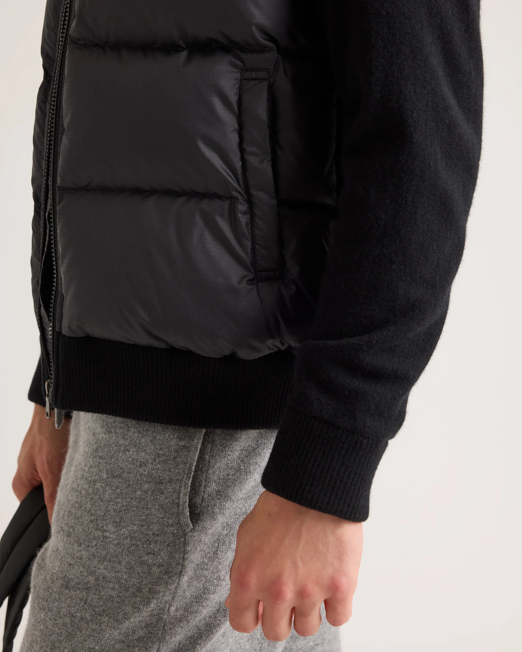 Mixed Media Down and Cashmere Jacket - S / Black