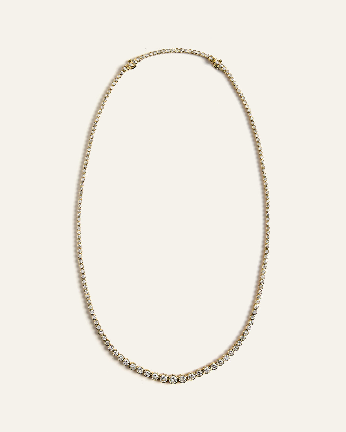 14K Gold Lab Grown Diamond Bezel Set Graduated Tennis Necklace - 7ctw - One Size / Yellow Gold Main image