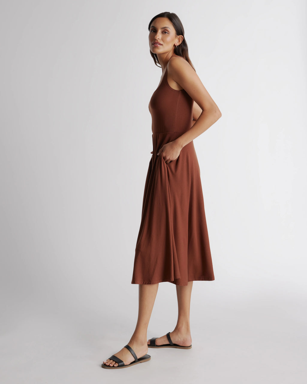 Tencel Jersey Fit & Flare Dress - XS / Dark Olive