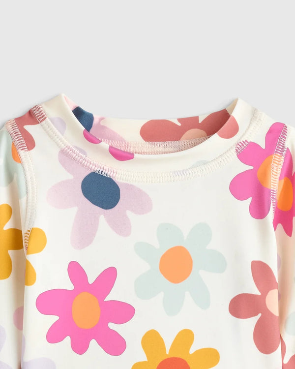 Long Sleeve Ruffle Rash Guard Two-Piece Swimsuit - 6-9M / Poolside Floral