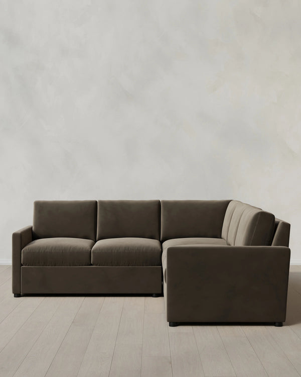 Brennan L Sectional in Performance Velvet - 99x99 / Taupe
