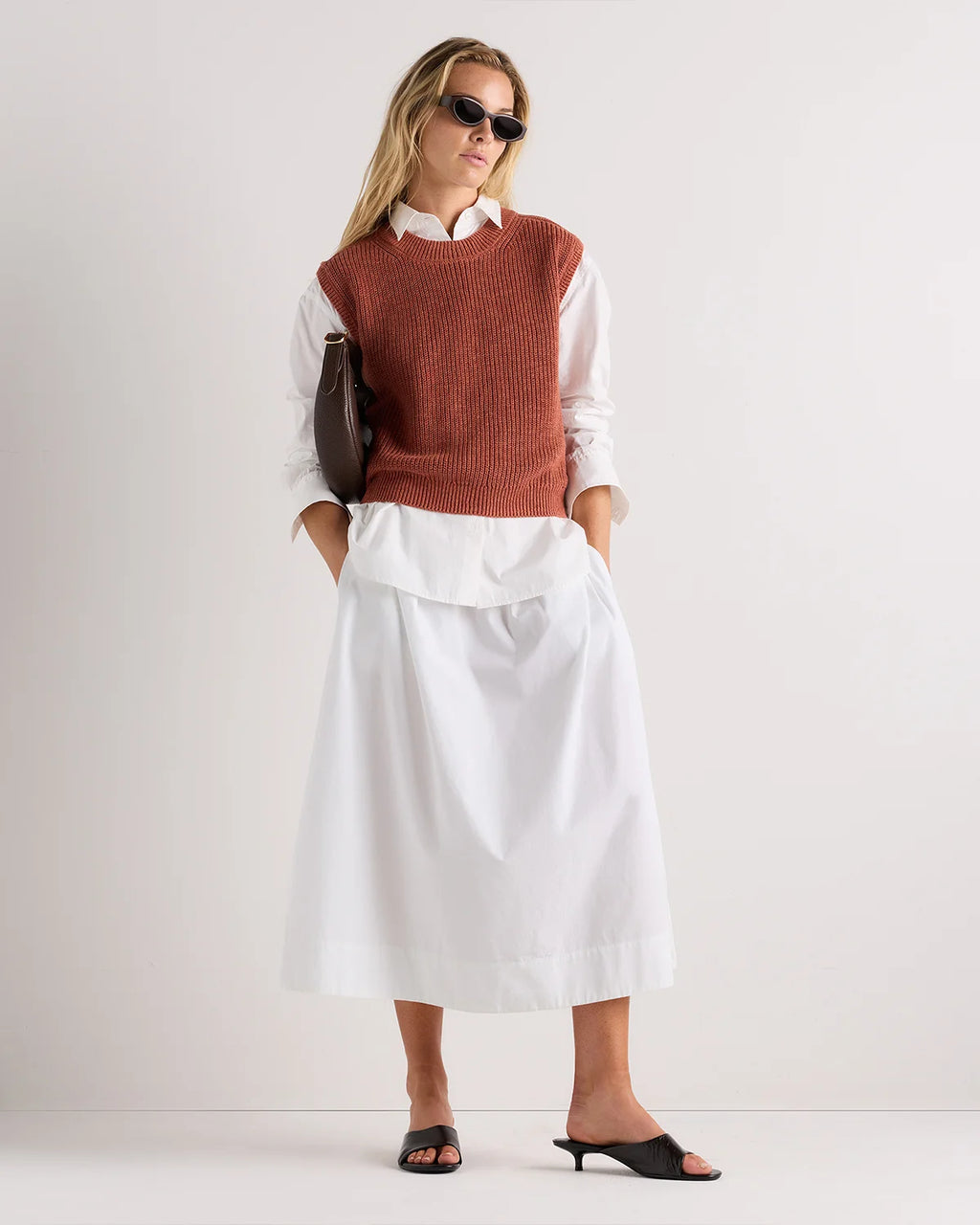 Cotton Linen Sweater Tank - XS / Canyon Burnt Orange