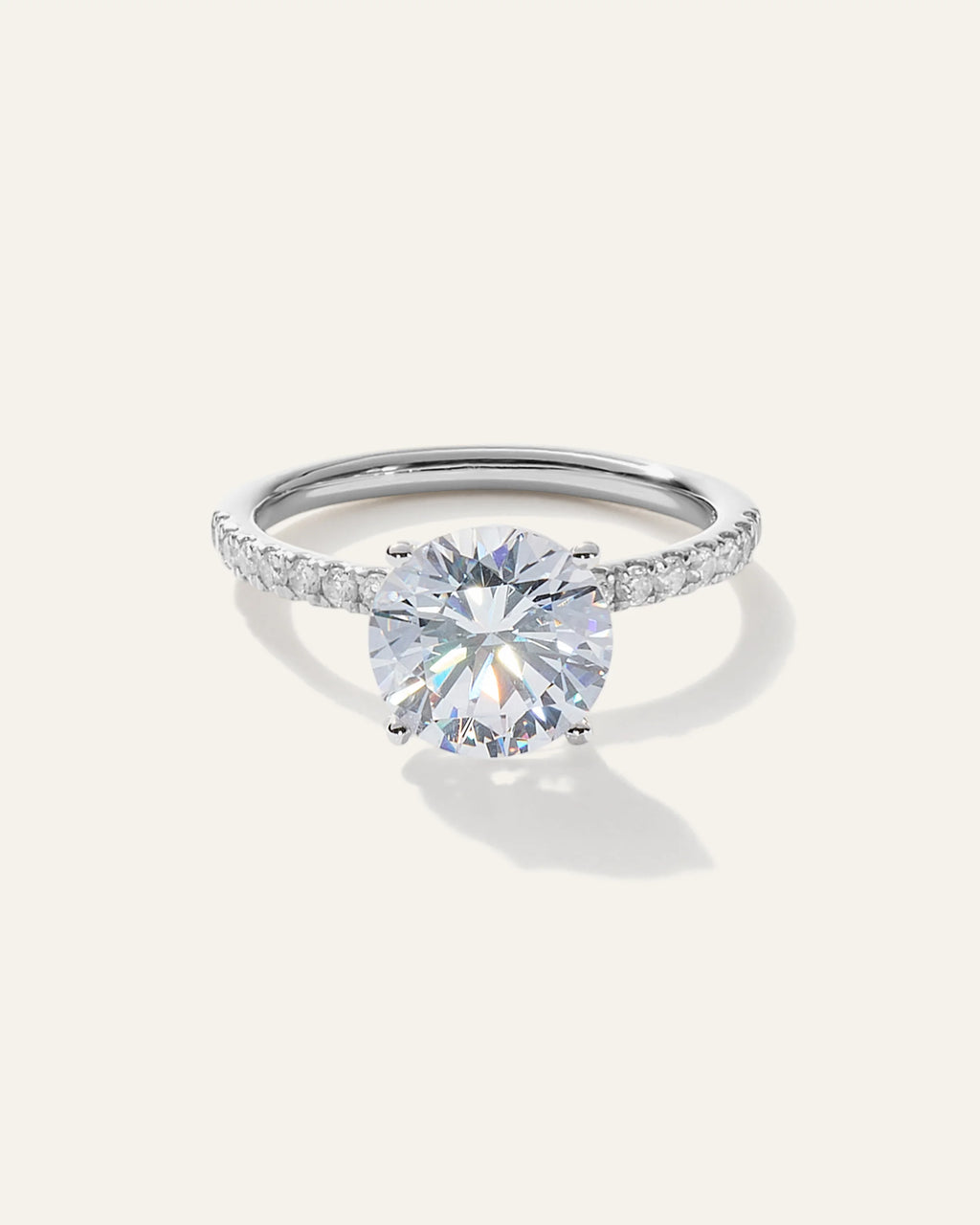 Lab Grown Diamond Round Petite Pave Engagement Ring - 3ct - 4 / Yellow Gold