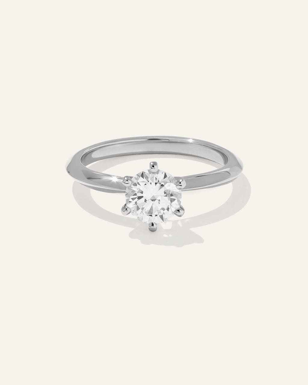 Lab Grown Diamond Round Six Prong Knife Edge Engagement Ring - 1ct - 4 / Yellow Gold