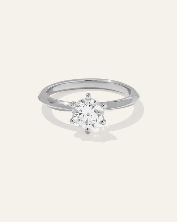 Lab Grown Diamond Round Six Prong Knife Edge Engagement Ring - 1ct - 4 / Yellow Gold
