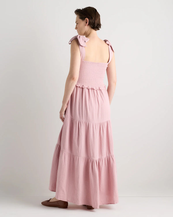 100% Organic Cotton Gauze Smocked Sleeveless Midi Dress - XS / Khaki Gingham
