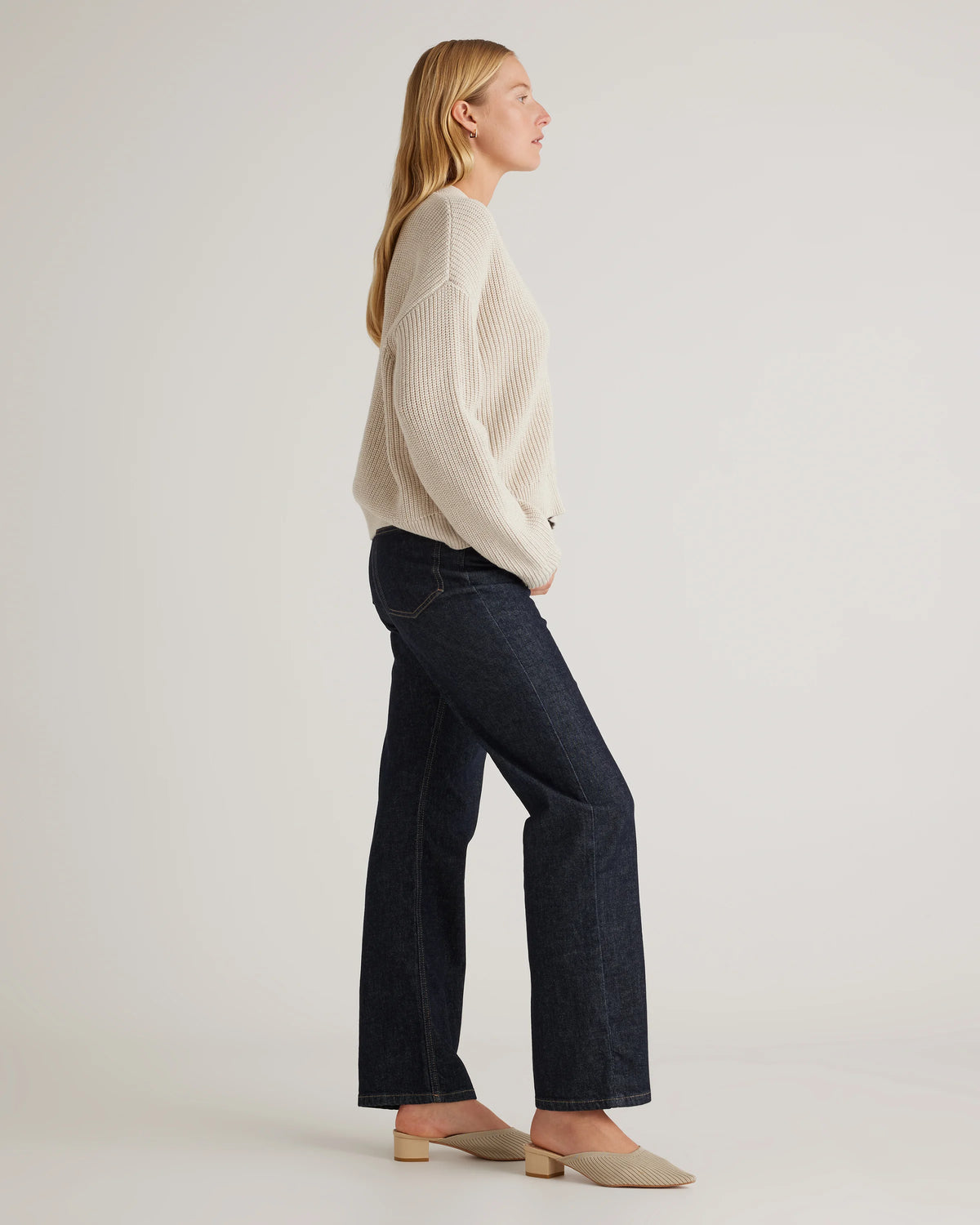100% Organic Cotton Fisherman Boxy Cropped Cardigan - XS / Sapphire Blue