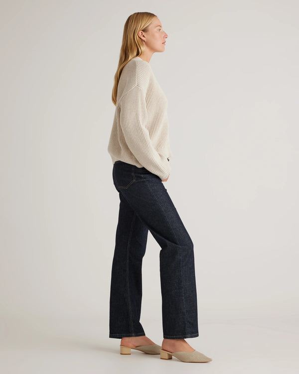 100% Organic Cotton Fisherman Boxy Cropped Cardigan - XS / Sapphire Blue