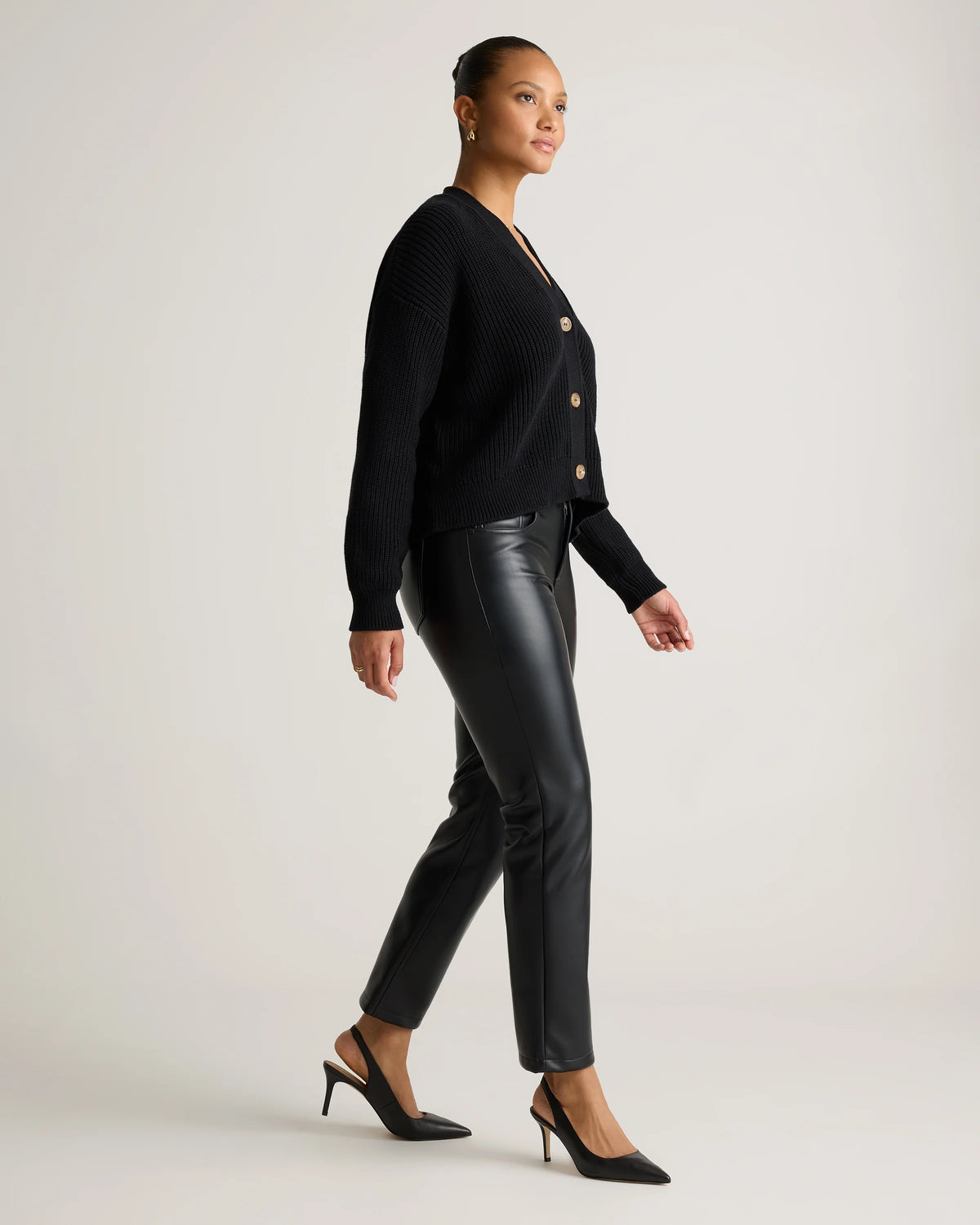 Vegan Leather Straight Leg Pants - 0 / Espresso