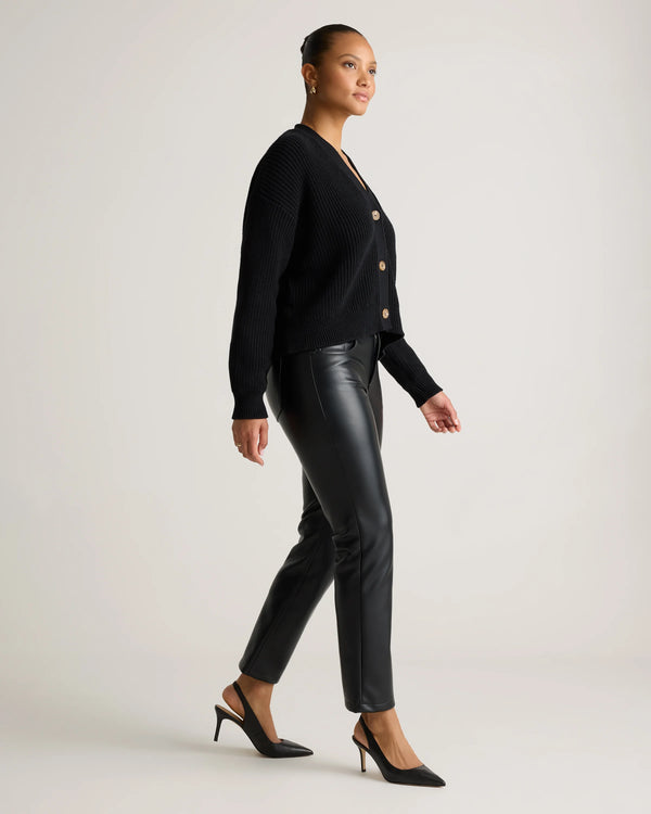 Vegan Leather Straight Leg Pants - 0 / Espresso