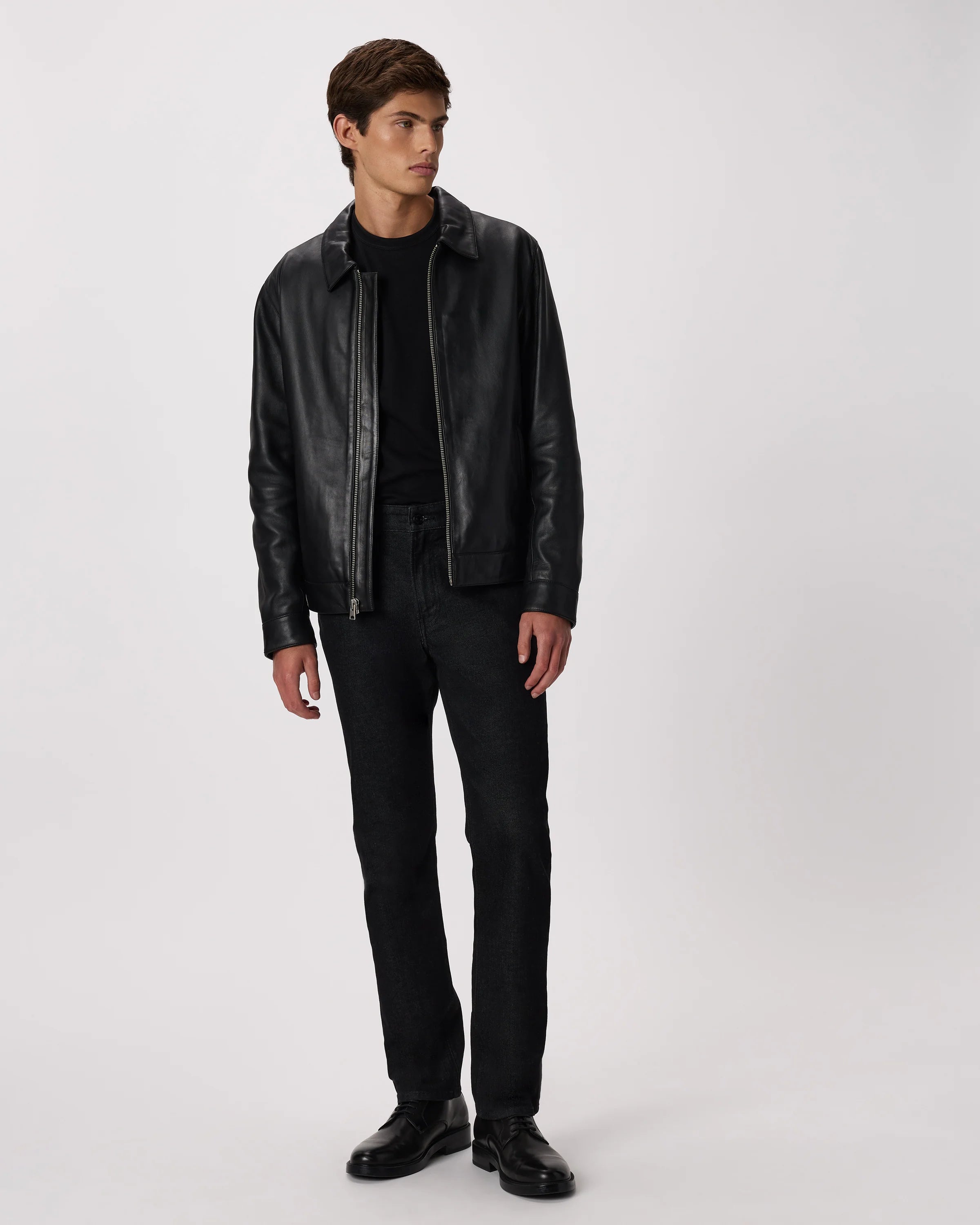 100% Leather Harrington Jacket - S / Dark Cognac Brown Secondary image