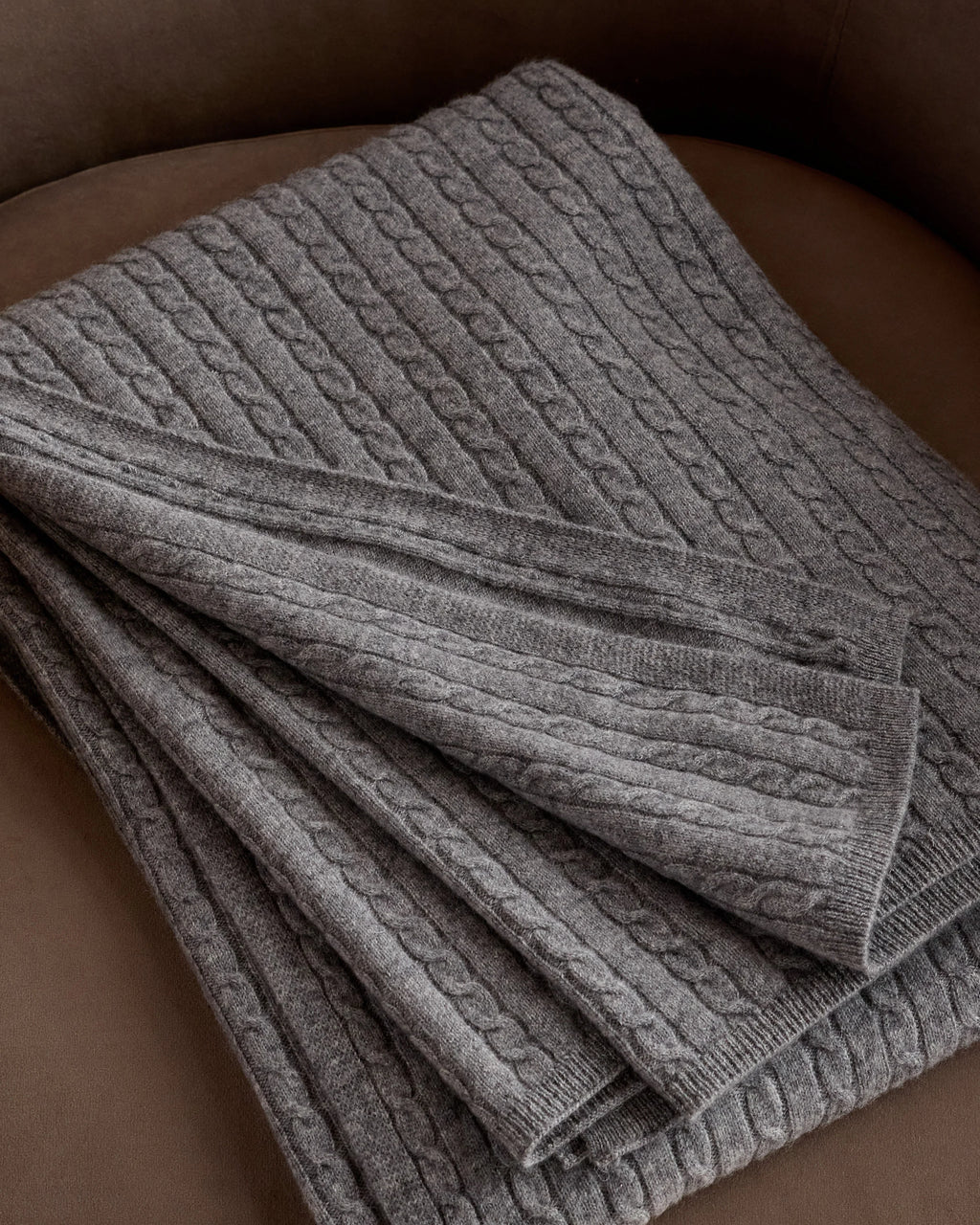 Cable Knit Cashmere Throw - 50x70 / Limoncello
