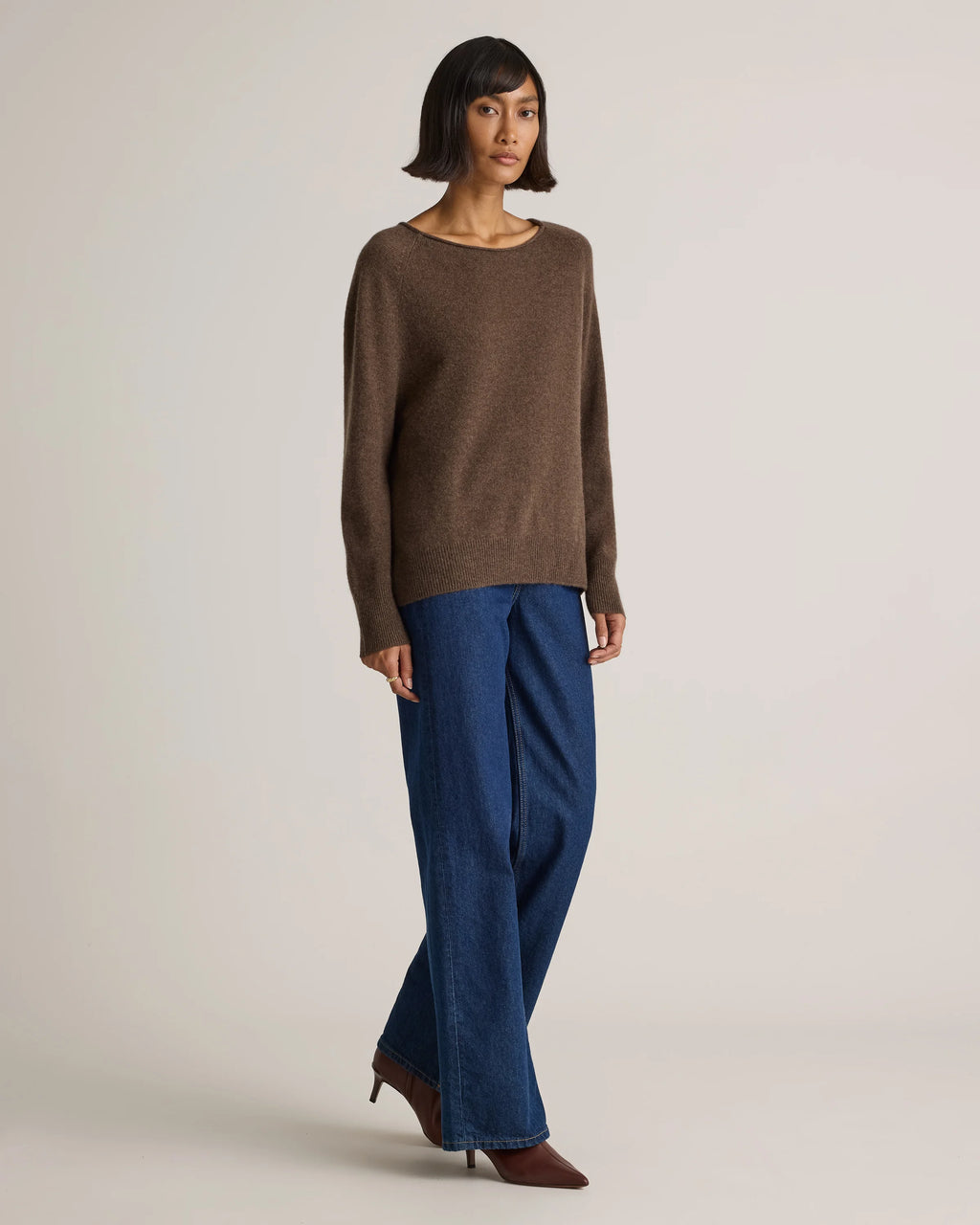 Mongolian Cashmere Boatneck Sweater - XS / Black