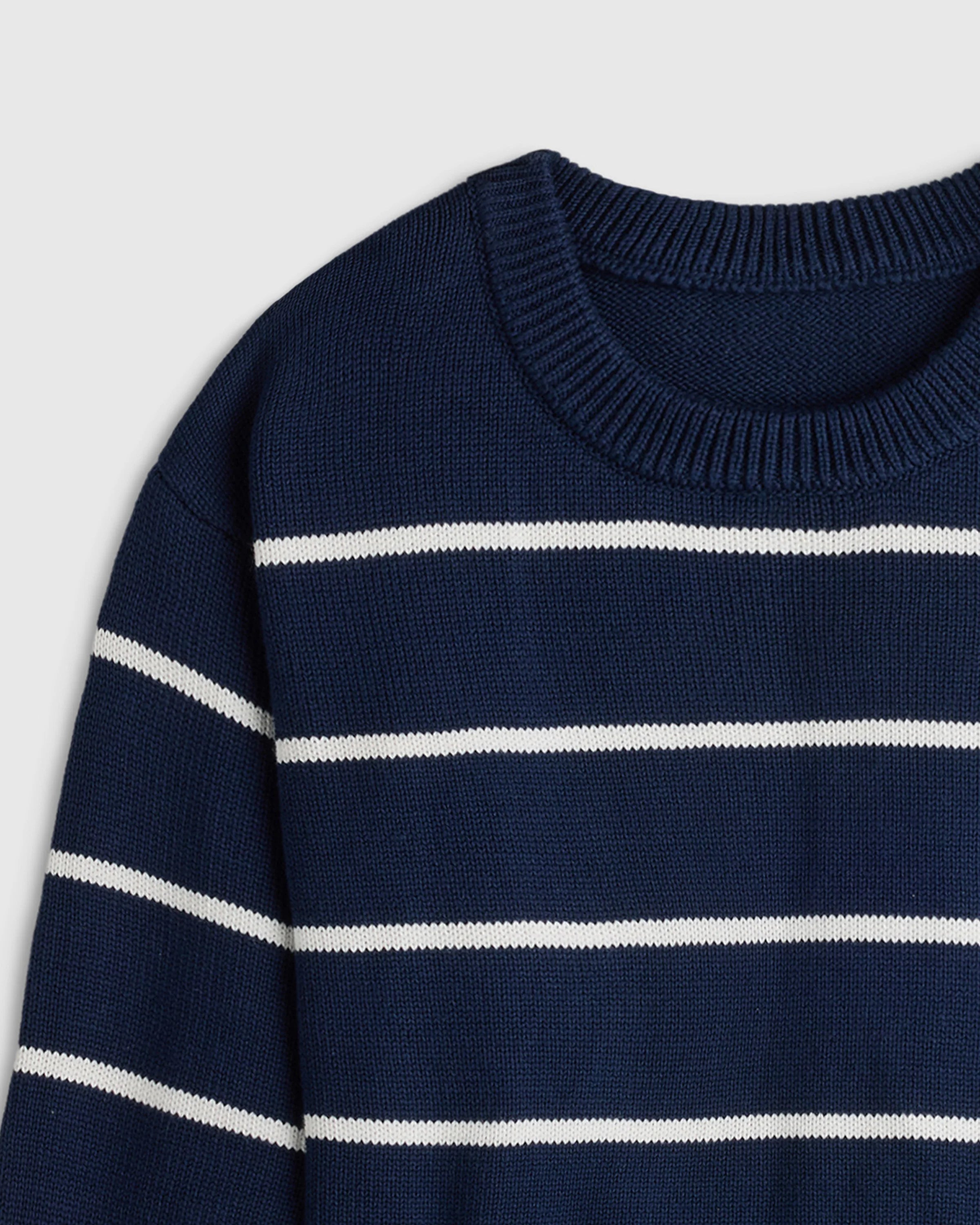 100% Organic Cotton Crewneck Sweater - 6 / Navy/White Secondary image