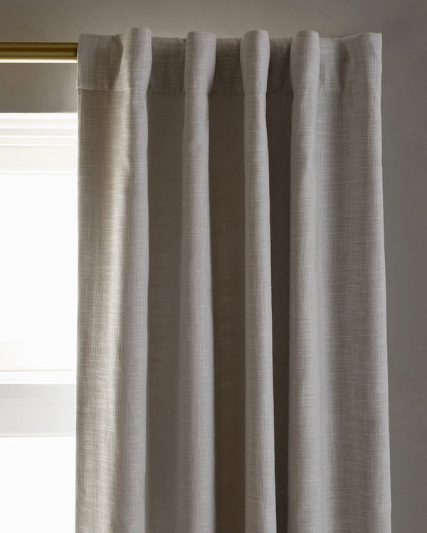 Textured Cotton True Blackout Curtain - 48x84 / White