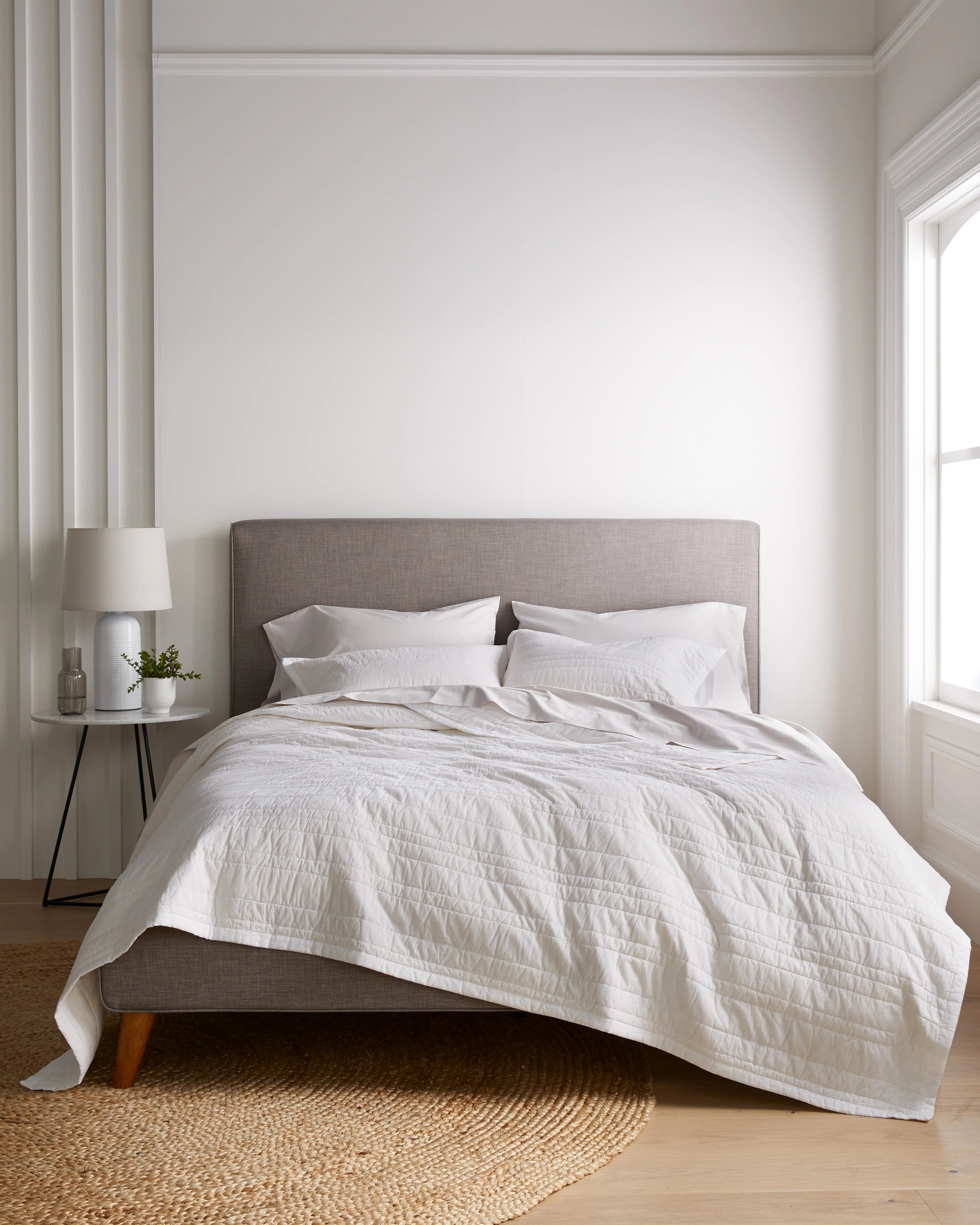 Organic Cotton Stripe Stitch Quilt Set - Twin / White Secondary image
