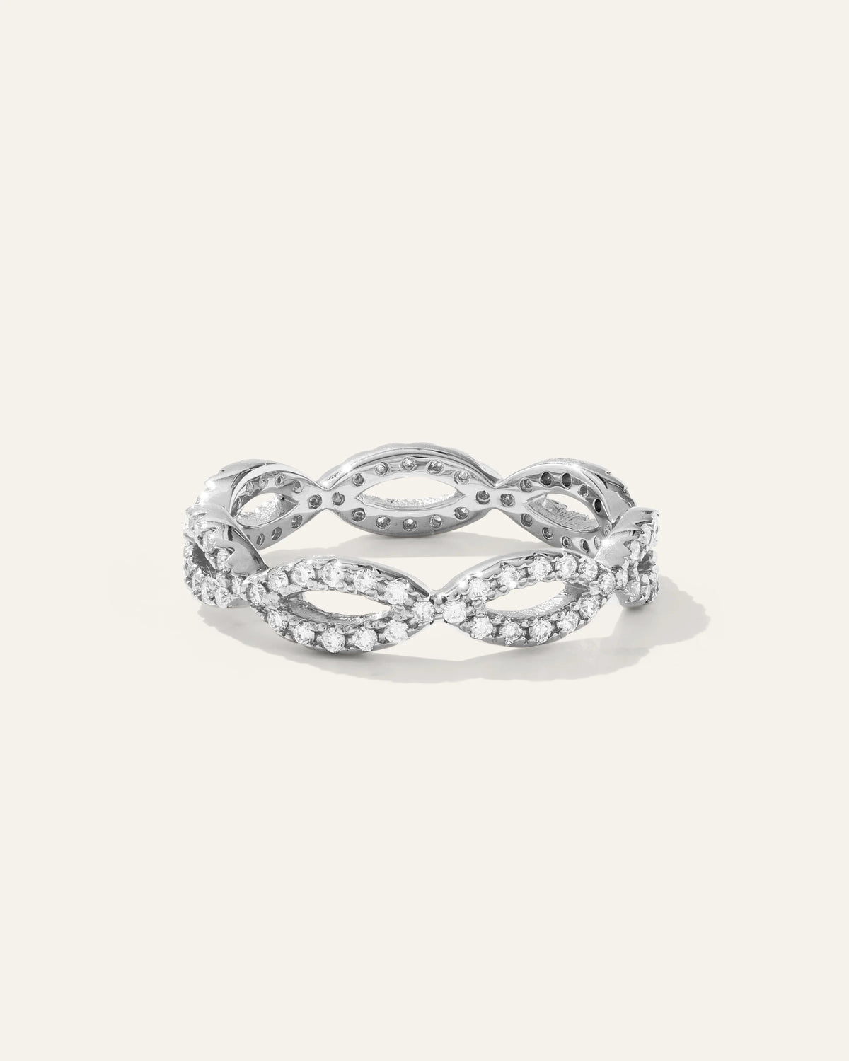 14K Gold Diamond Infinity Band - 4 / White Gold Main image