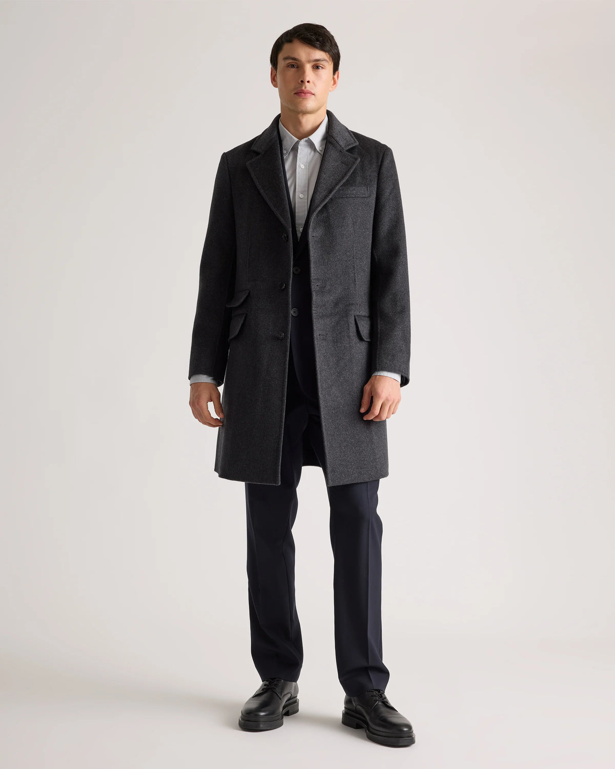 100% Mongolian Cashmere Double-Faced Overcoat - S / Heather Graphite Main image