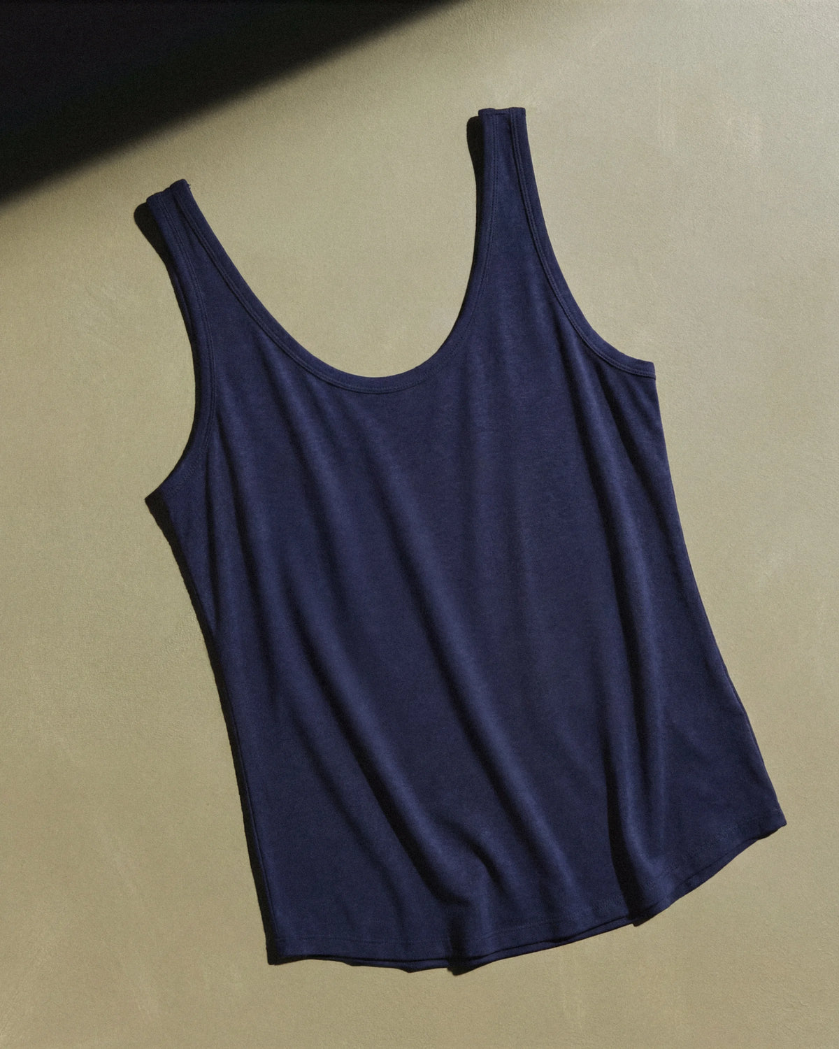 Cotton Modal Double Scoop Neck Tank - XS / Navy Main image