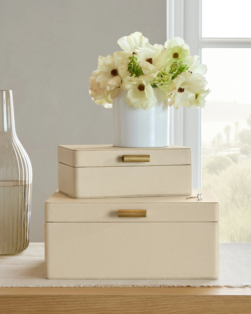 Shagreen Leather Decorative Boxes (Set of 2) - Set of 2 / Blush