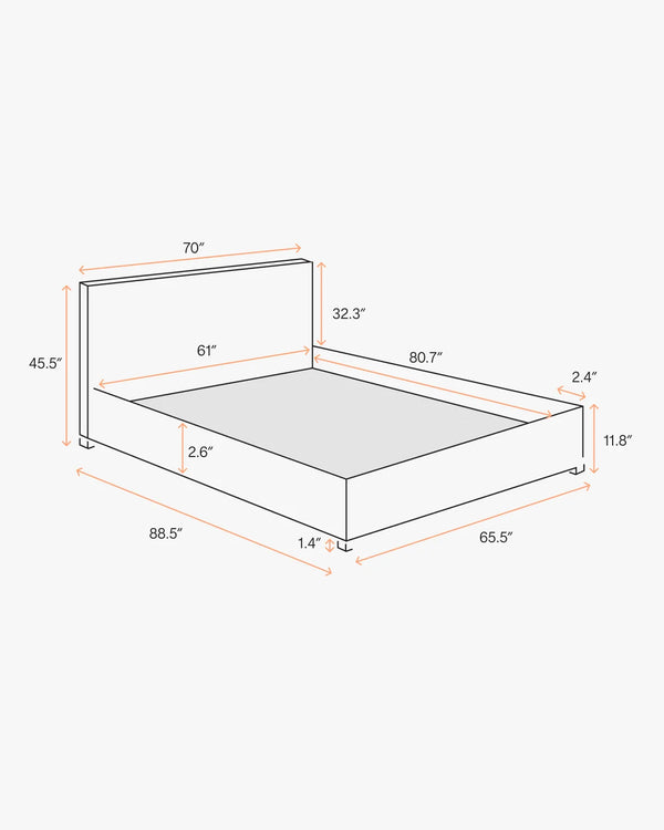 Tailored Edge Bed in Performance Linen - Queen / Light Grey