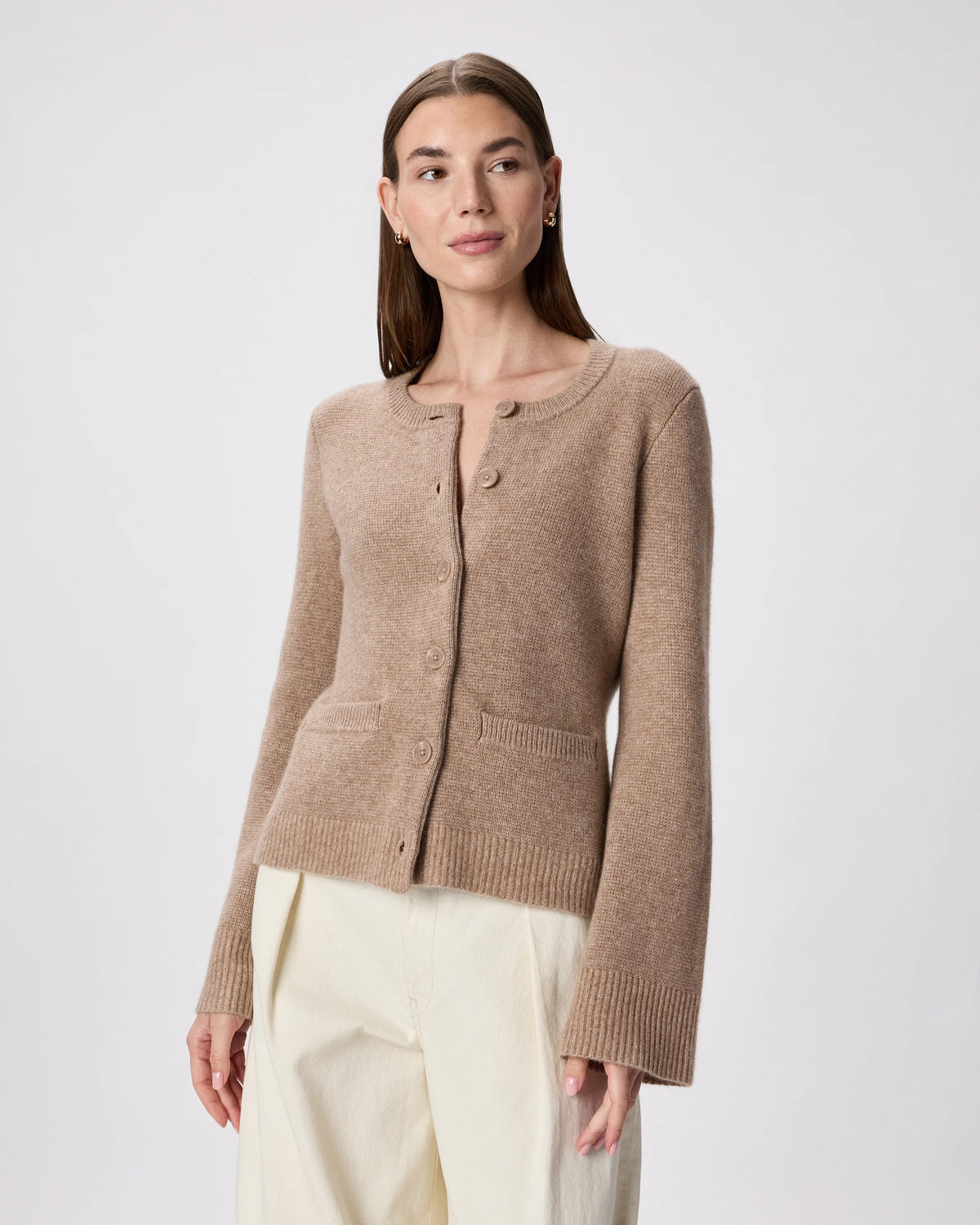 Mongolian Cashmere Structured Cardigan - XS / Oatmeal Main image