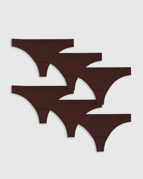 Smoothing Comfort Thong (6-Pack) - XS / Cocoa