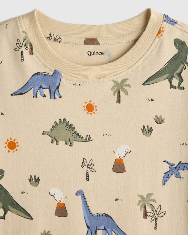 100% Organic Cotton Jersey Long Sleeve Tee - 6 / Dino Sketch