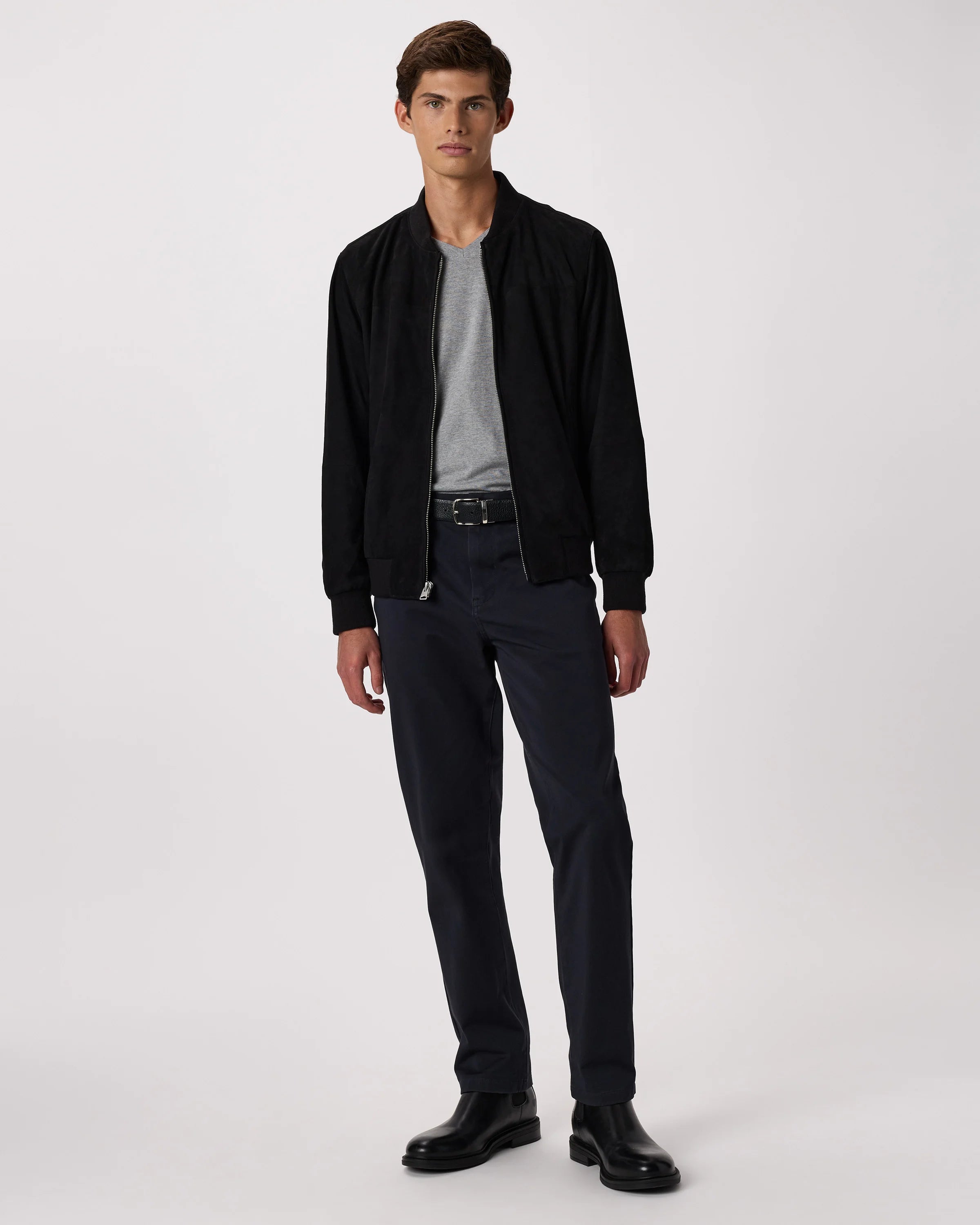 100% Suede Bomber Jacket - XS / True Black Secondary image
