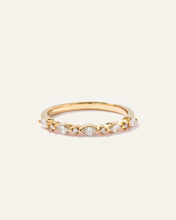 Diamond Alternating Marquise & Round Band - 4 / Yellow Gold