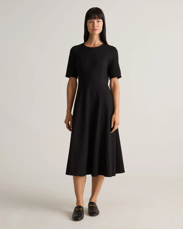 Ultra-Stretch Ponte Short Sleeve Midi Dress - XS / Ruby Red